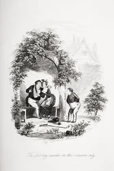 Den tjukke gutten våkne kun ved denne anledningen, illustrasjon fra `The Pickwick Papers